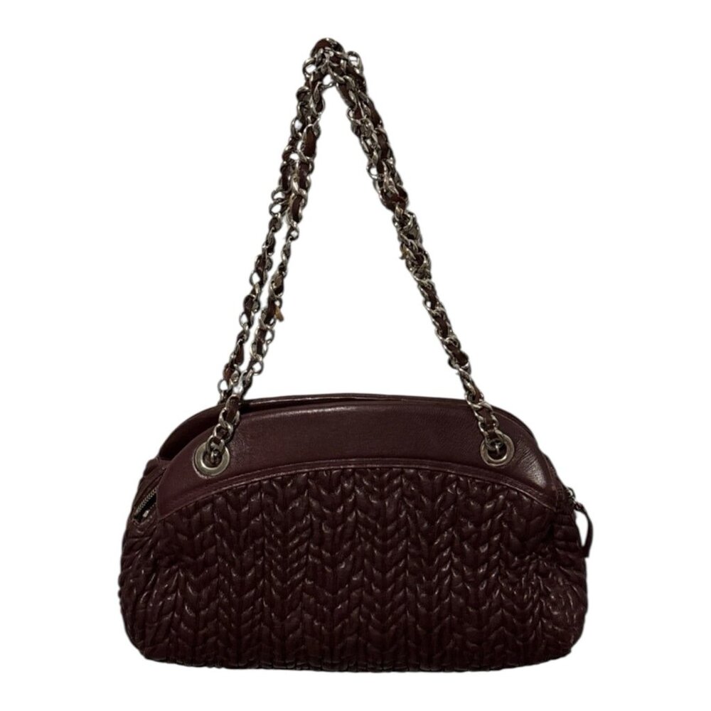Vintage Leather Suarez Shoulder Bag Burgundy Braided Chain Strap Medium
